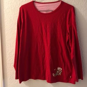 Nick & Nora Pajama Top Sock Monkey Red XL